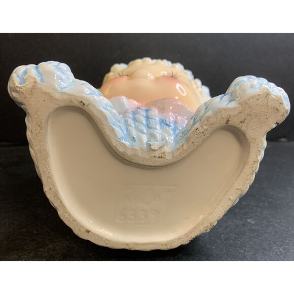 Vintage Relpo Baby Clown Planter Blue Mop Hair Ceramic Nursery Decor Rare # 6339 - Picture 7 of 8
